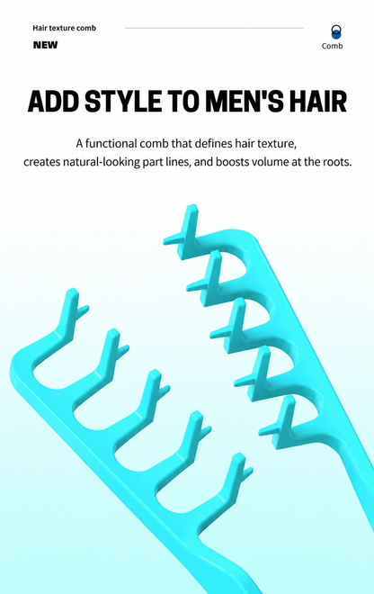 Hair texture styling comb for defined styles and root volume