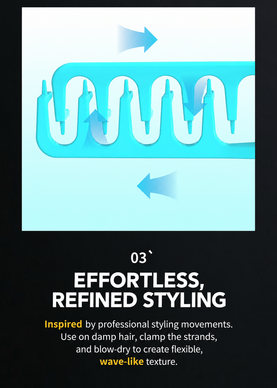 Hair texture styling comb for refined wave styling